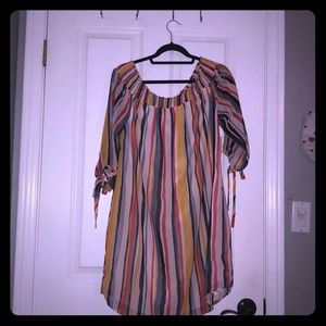 Multicolored Off The Shoulder Dress